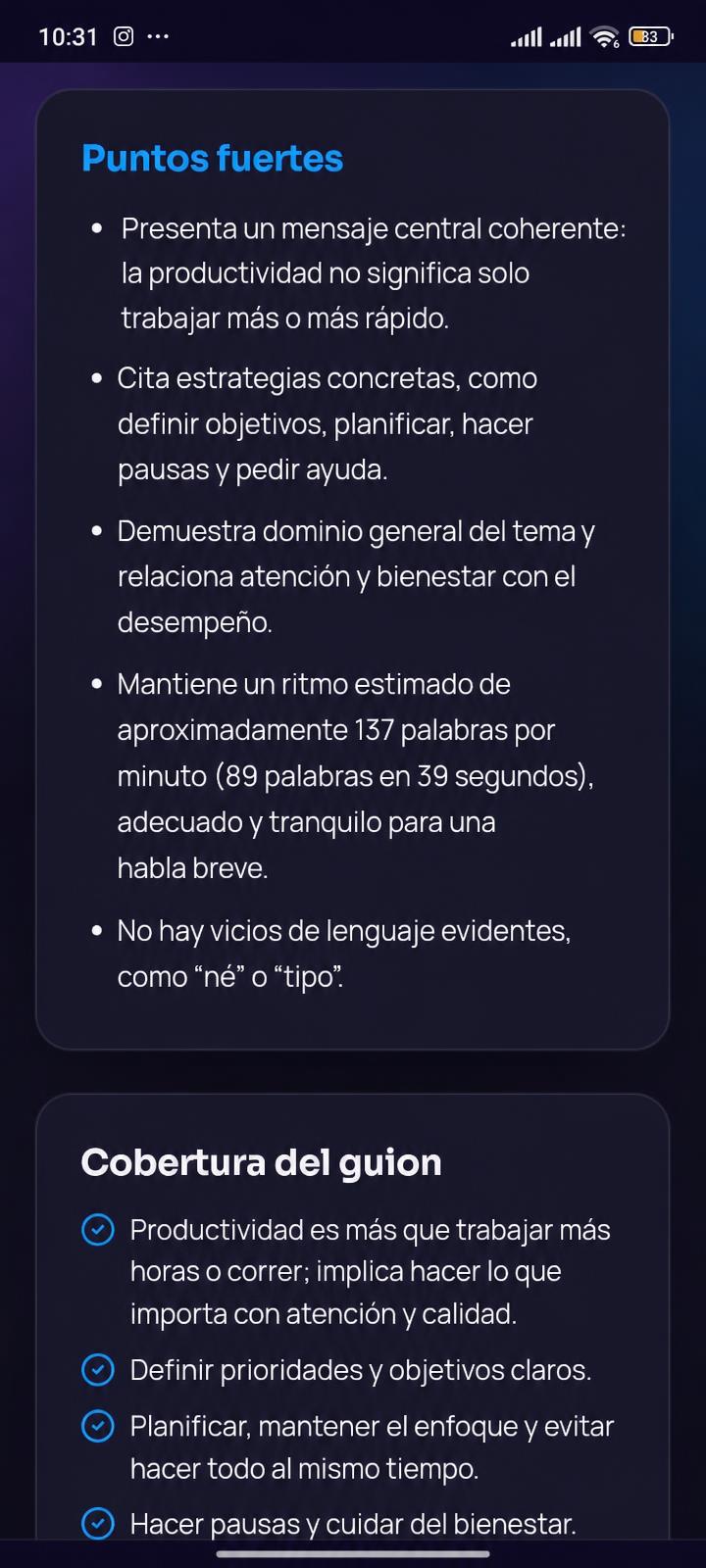 Puntos fuertes